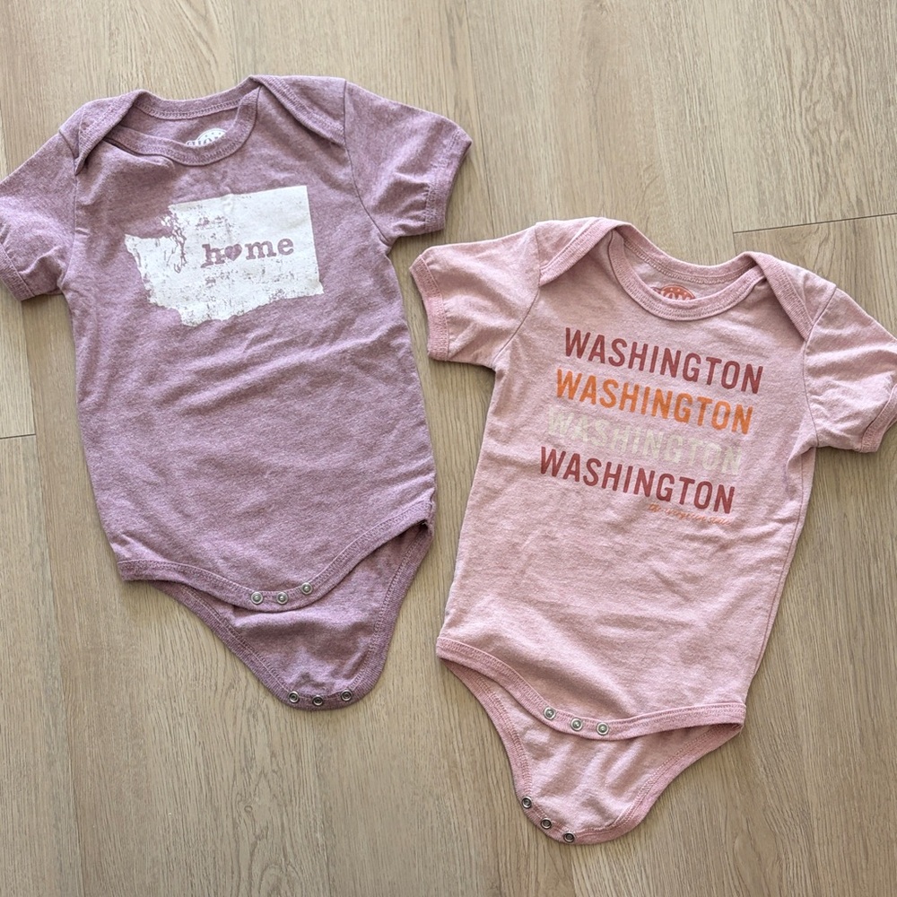 18m Washington State Pink & Purple Short-Sleeve Onesies